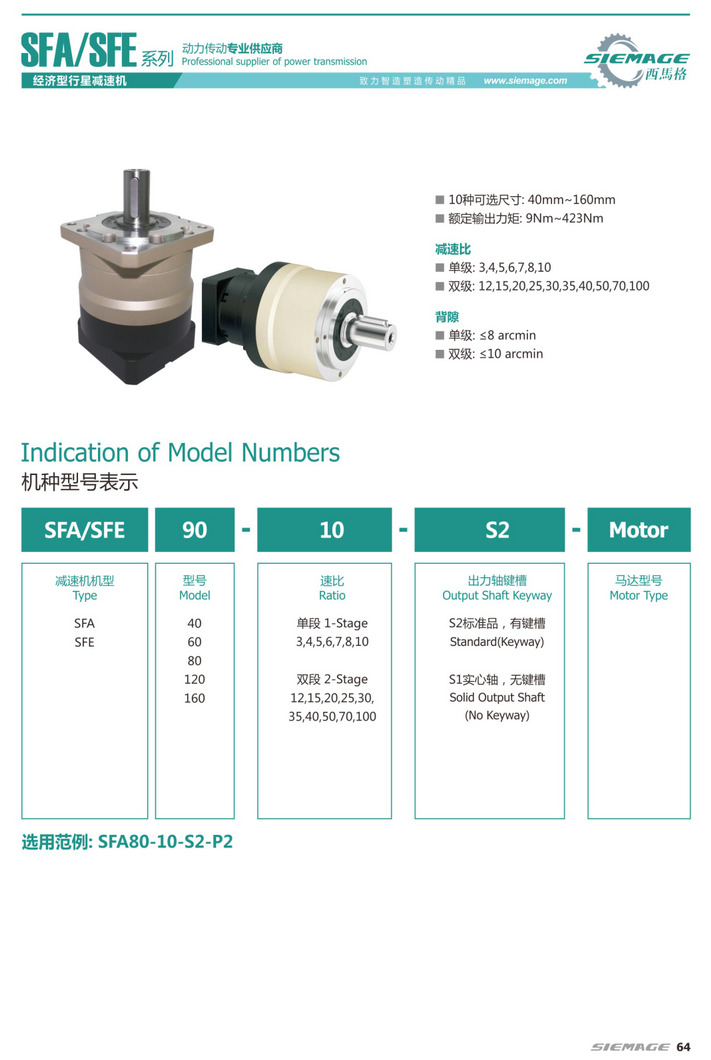 西馬格經濟型行星減速箱SFA80
